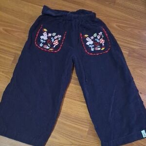 Black Pants with Floral Embroidery